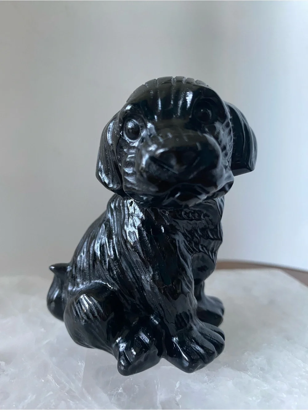 Black Obsidian Puppy Crystal Figurine - Picture 8 of 9